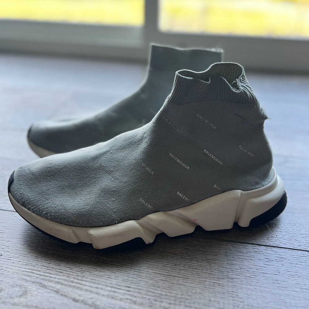 Balenciaga Grey Speed Trainers Reflective Grey/White